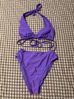 wild fable Purple Halter String Bikini Set